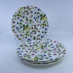 vintage queens country meadow salad plates bone china set of 4 floral design